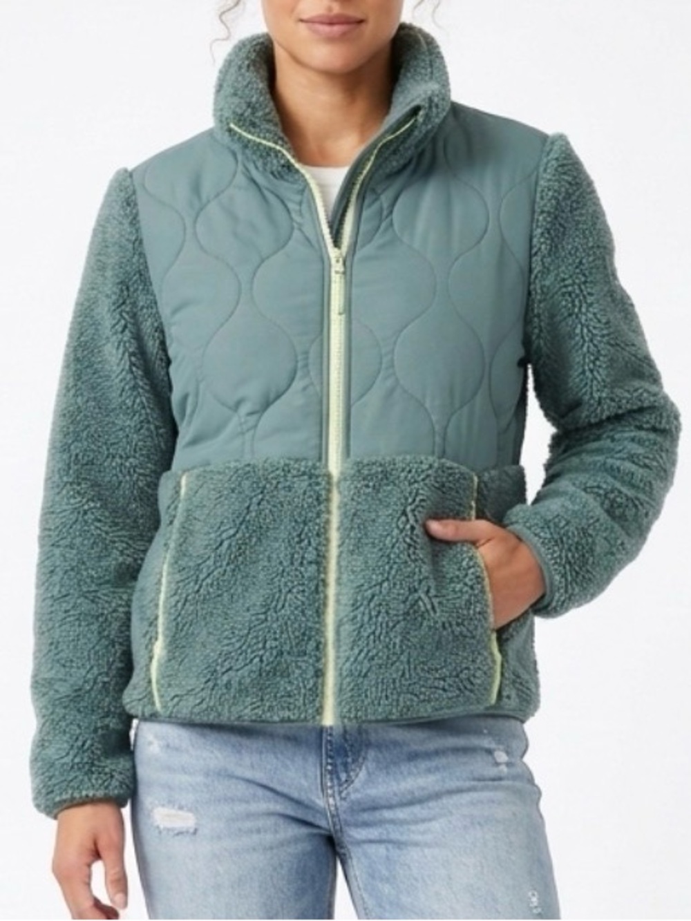 NWT Free Country Quilted Sierra Butter Pile Hybrid Jacket